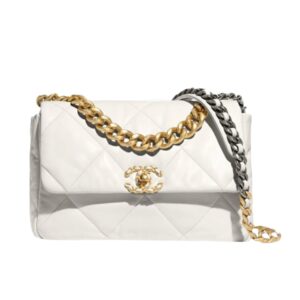 샤넬[chanel/팬더샵]*정품가죽* 19백 라지(화이트/금장/램스킨)