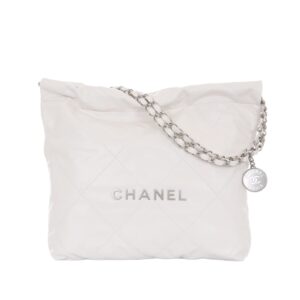 샤넬[chanel/팬더샵]*정품가죽* 22백 스몰 핸드백(화이트/은장/카프스킨)