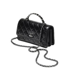 샤넬[chanel/팬더샵]WOC 체인 탑핸들 더블 플랩 백(블랙/은장/카프스킨)