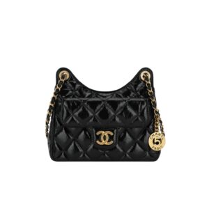 샤넬[chanel/팬더샵]넘버5 팬던트 호보백 스몰(블랙/금장/크럼플드 카프스킨)