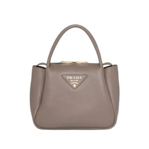 프라다[prada/블랙프라임]레더 탑 핸들백(클레이 그레이)