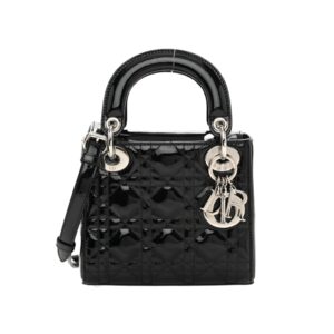 디올[dior/여왕]레이디 디올 미니 백(블랙 은장/까나쥬/페이턴트)