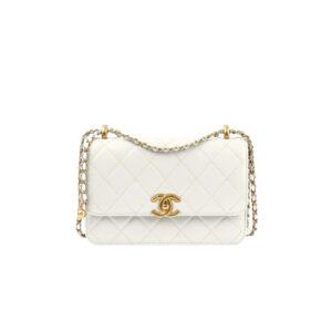 샤넬[chanel/팬더샵]클래식 더블 골드볼 스몰 플랩 백(화이트/금장/카프스킨)