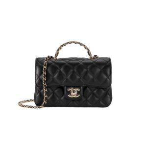 샤넬[chanel/팬더샵]클래식 비즈 탑핸들 스몰 플랩 백(블랙/금장/램스킨)