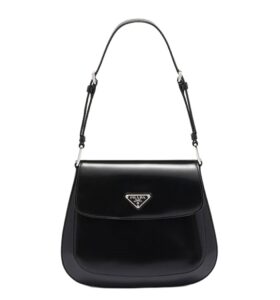 프라다[prada/블랙프라임]클레오 브러시드 레더 플랩 미디엄 숄더백(블랙)