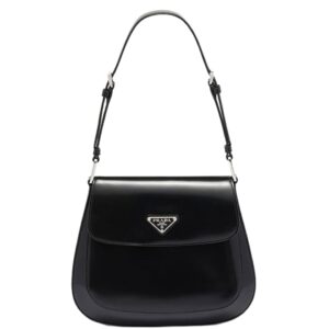 프라다[prada/블랙프라임]클레오 브러시드 레더 플랩 미디엄 숄더백(블랙)