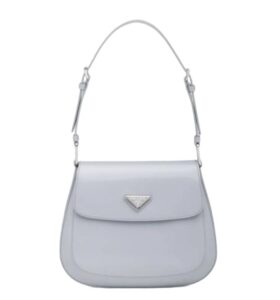 프라다[prada/블랙프라임]클레오 브러시드 레더 플랩 미디엄 숄더백(콘플라워)