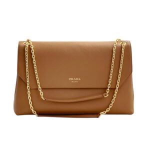 프라다[prada/블랙프라임]플랩 체인 레더 숄더백(코냑)