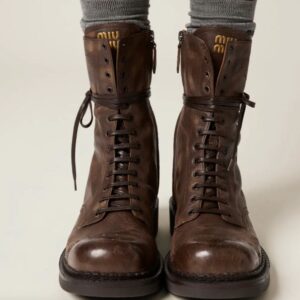 [국내배송]미우미우 [ miu ] 수입 가죽 레이스 부티 – 코코아 –