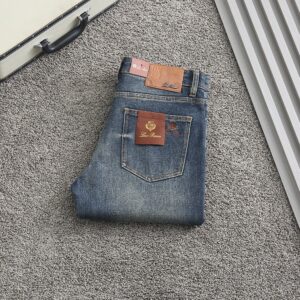 [국내배송]로로피아나 2025FW 클래식 자수로고 스판 데님 워싱진