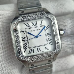 [국내배송]까르띠에 산토스 화이트다이얼 다이아 세팅