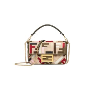 [프리미엄/해외배송]펜디 바게트 백 미니 FF(멀티 카키/자카드)